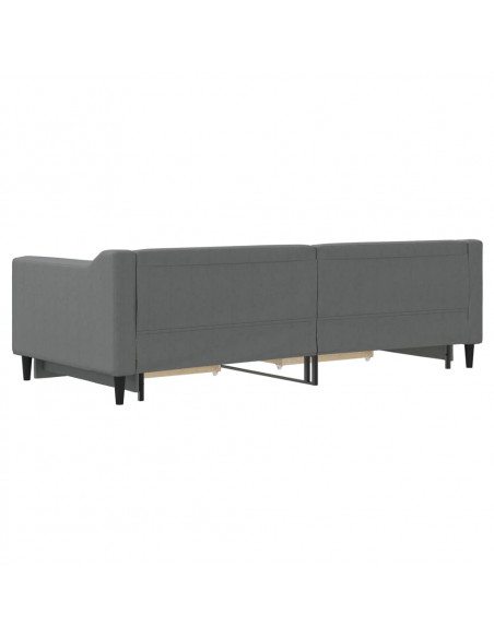 Divano Letto Estraibile Cassetti Grigio Scuro 90x200cm Tessuto