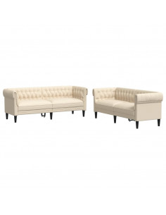 Set di Divani 2 pz Crema in Tessuto