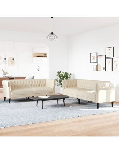 Set di Divani 2 pz Crema in Tessuto