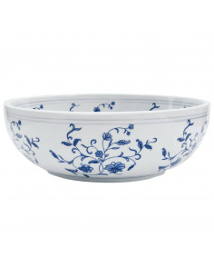 Lavabo da Appoggio Bianco e Blu Rotondo Φ41x14 cm Ceramica