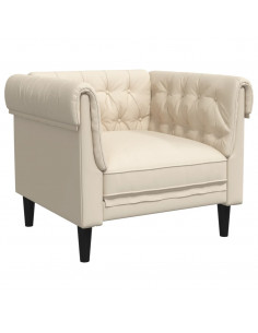 Poltrona Chesterfield Crema in Tessuto