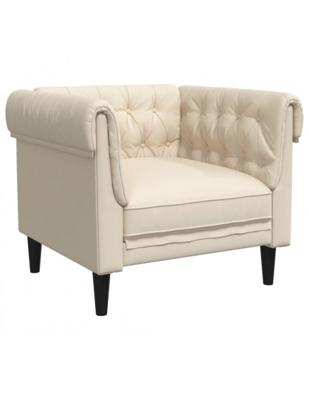 Poltrona Chesterfield Crema in Tessuto
