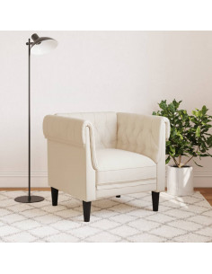 Poltrona Chesterfield Crema in Tessuto 2