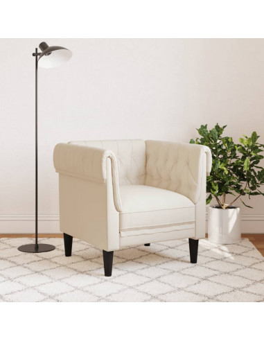 Poltrona Chesterfield Crema in Tessuto