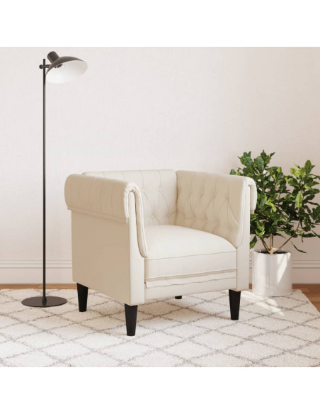 Poltrona Chesterfield Crema in Tessuto