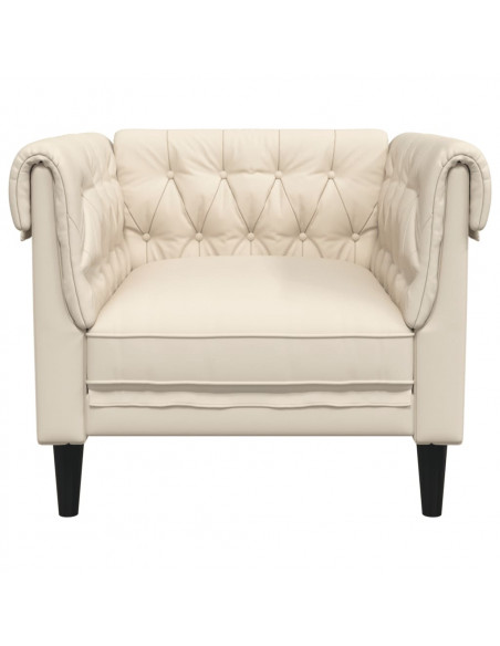 Poltrona Chesterfield Crema in Tessuto