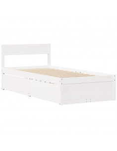 Giroletto con Cassetti Bianco 90x190 cm Legno Massello di Pino 2