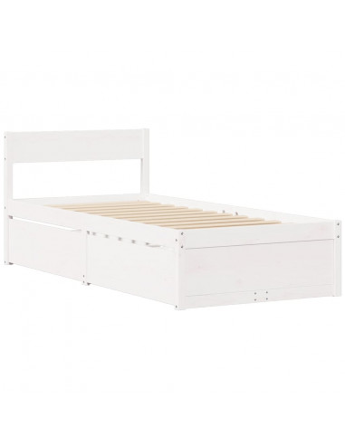 Giroletto con Cassetti Bianco 90x190 cm Legno Massello di Pino