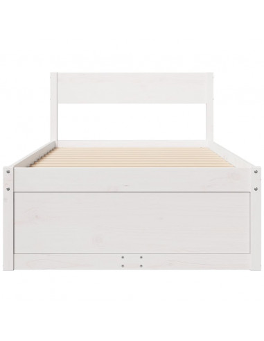 Giroletto con Cassetti Bianco 90x190 cm Legno Massello di Pino