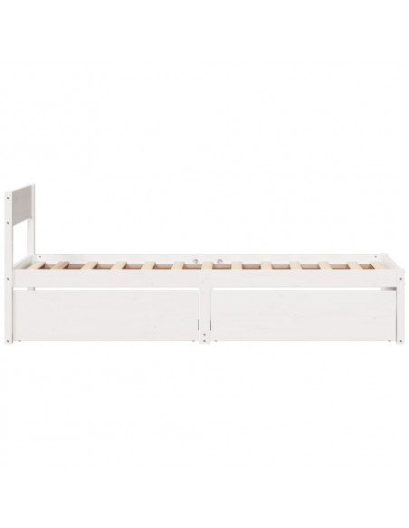 Giroletto con Cassetti Bianco 90x190 cm Legno Massello di Pino