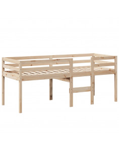Letto a Soppalco con Tetto 90x200 cm in Legno di Pino