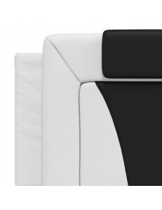 Letto con Materasso Bianco e Nero 160x200cm Similpelle