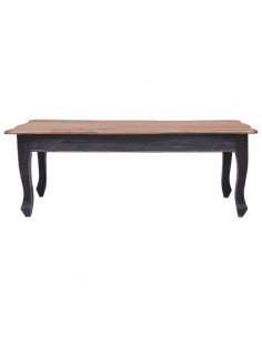 Tavolino da Salotto Nero 120x60x45 cm Legno Massello di Mogano 2