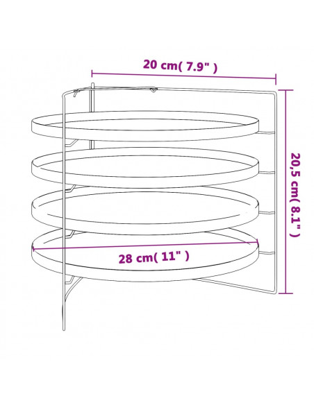 Teglie per Pizza 4 pz con Porta Teglie Ø 28 cm in Acciaio
