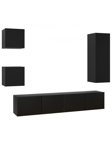 Set di Mobili Porta TV 5 pz Nero in Legno Multistrato