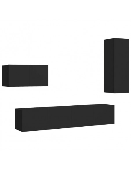 Set di Mobili Porta TV 4 pz Nero in Legno Multistrato