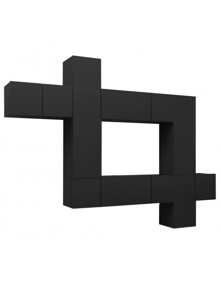 Set di Mobili Porta TV 10 pz Nero in Legno Multistrato