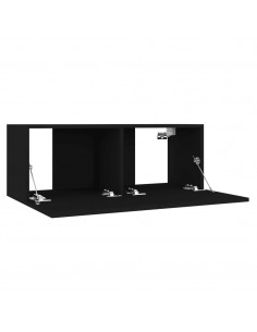 Set di Mobili Porta TV 3 pz Nero in Legno Multistrato 2