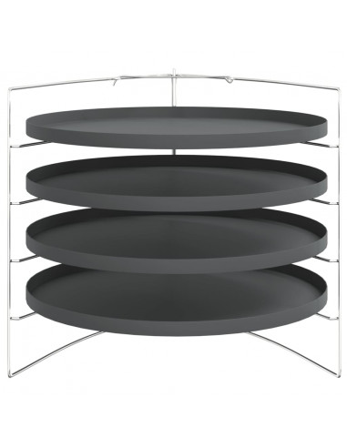Teglie per Pizza 4 pz con Porta Teglie Ø 28 cm in Acciaio