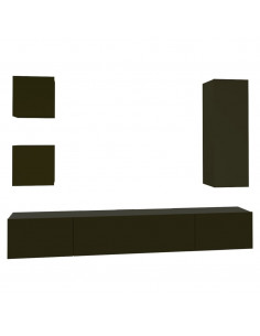 Set di Mobili Porta TV 5 pz Nero in Legno Multistrato 2