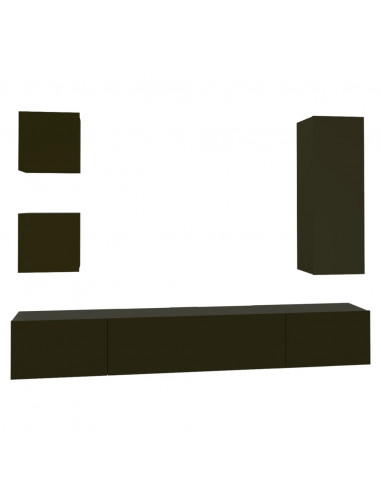 Set di Mobili Porta TV 5 pz Nero in Legno Multistrato