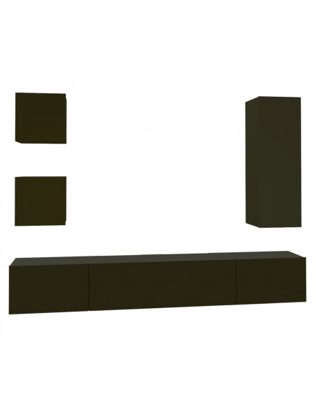 Set di Mobili Porta TV 5 pz Nero in Legno Multistrato
