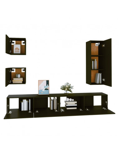 Set di Mobili Porta TV 5 pz Nero in Legno Multistrato