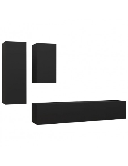 Set di Mobili Porta TV 4 pz Nero in Legno Multistrato