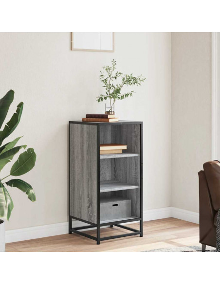 Credenza Grigio Sonoma 35,5x35x76 cm in Truciolato e Metallo