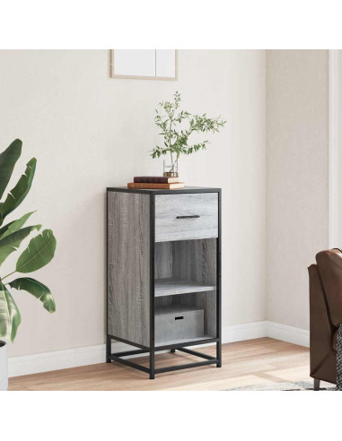 Credenza Grigio Sonoma 35,5x35x76 cm in Truciolato e Metallo