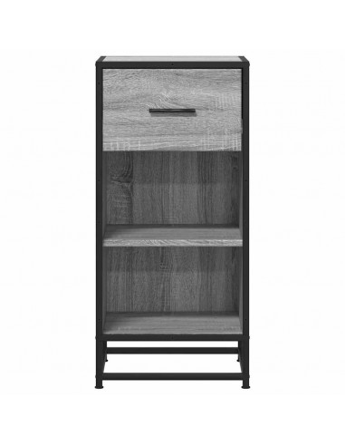 Credenza Grigio Sonoma 35,5x35x76 cm in Truciolato e Metallo