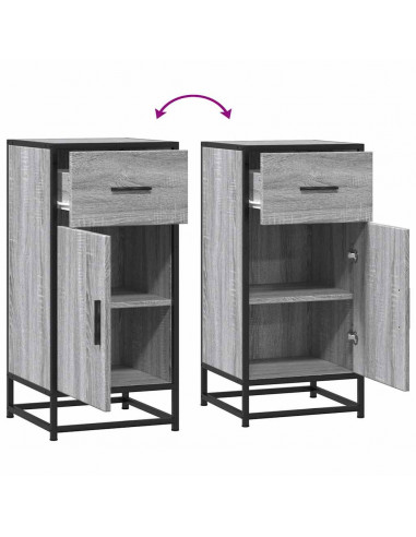 Credenza Grigio Sonoma 35,5x35x76 cm in Truciolato e Metallo