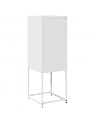 Credenza Bianca 36x39x107 cm in Acciaio Laminato a Freddo