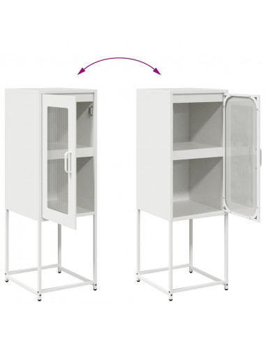 Credenza Bianca 36x39x107 cm in Acciaio Laminato a Freddo