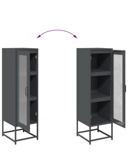 Credenza Antracite 36x39x123 cm Acciaio Laminato a Freddo