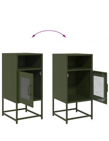 Comodino Verde Oliva 36x39x78 cm in Acciaio Laminato a Freddo