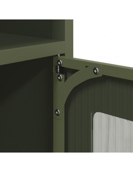 Comodino Verde Oliva 36x39x78 cm in Acciaio Laminato a Freddo