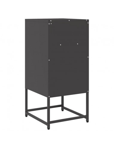 Comodino Nero 36x39x78 cm in Acciaio Laminato a Freddo