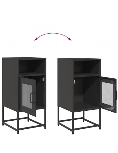 Comodino Nero 36x39x78 cm in Acciaio Laminato a Freddo