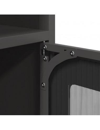 Comodino Nero 36x39x78 cm in Acciaio Laminato a Freddo