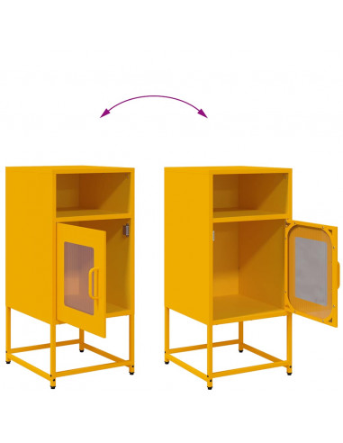 Comodino Giallo Senape 36x39x78 cm in Acciaio Laminato a Freddo