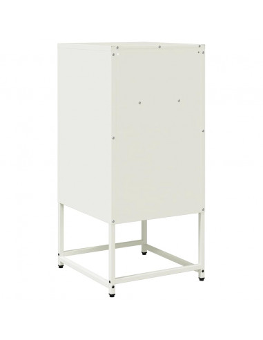 Comodino Bianco 36x39x78 cm in Acciaio Laminato a Freddo