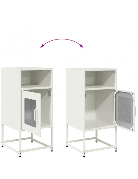 Comodino Bianco 36x39x78 cm in Acciaio Laminato a Freddo