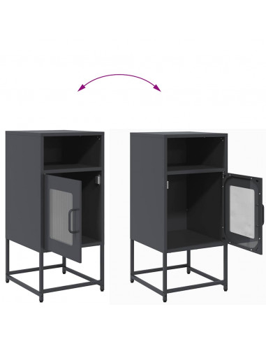 Comodino Antracite 36x39x78 cm in Acciaio Laminato a Freddo