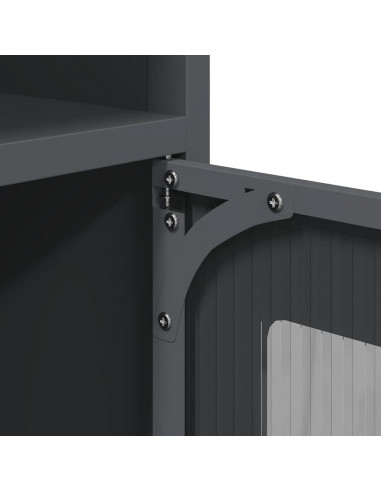 Comodino Antracite 36x39x78 cm in Acciaio Laminato a Freddo