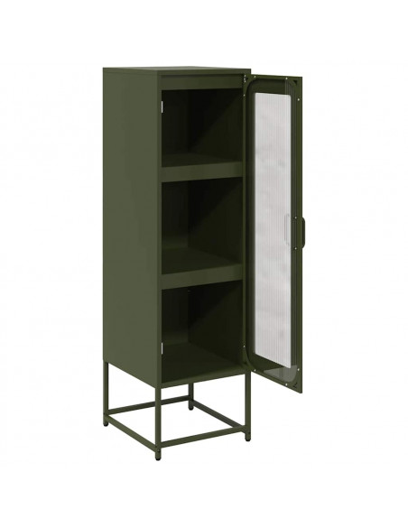 Credenza Verde Oliva 36x39x123 cm Acciaio Laminato a Freddo