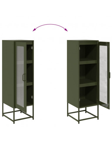 Credenza Verde Oliva 36x39x123 cm Acciaio Laminato a Freddo