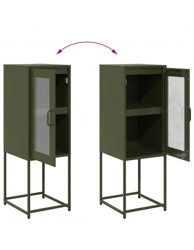 Credenza Verde Oliva 36x39x107 cm in Acciaio Laminato a Freddo