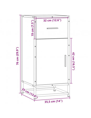 Credenza Rovere Sonoma 35,5x35x76 cm in Truciolato