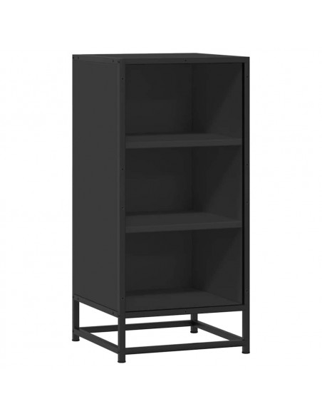 Credenza Rovere Nera 35,5x35x76 cm in Truciolato e Metallo
